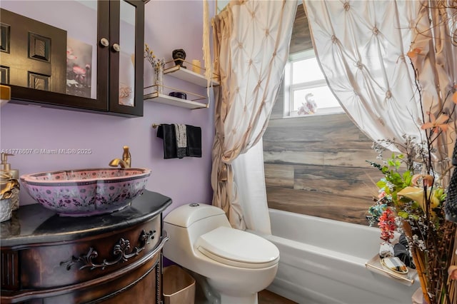 22483 Labrador St, Boca Raton, FL 33428 - bathroom with vanity and shower / bathtub combination with curtain