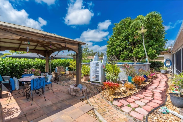 22483 Labrador St, Boca Raton, FL 33428 - view of patio / terrace featuring a gazebo and outdoor dining area
