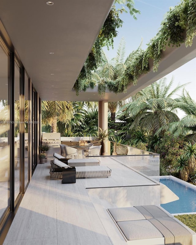 view of patio / terrace with an outdoor pool