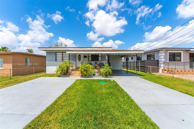 3500 SW 87th Pl, Miami, FL 33165 - single story home featuring driveway, an attached carport, a front lawn, and fence