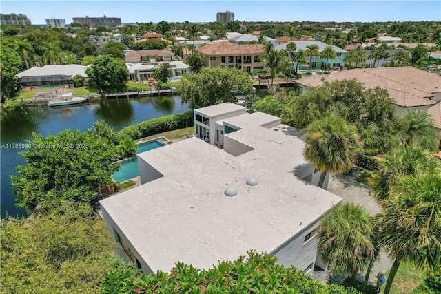 4050 NE 25th Ave, Lighthouse Point, FL 33064 - drone / aerial view with a water view and a residential view