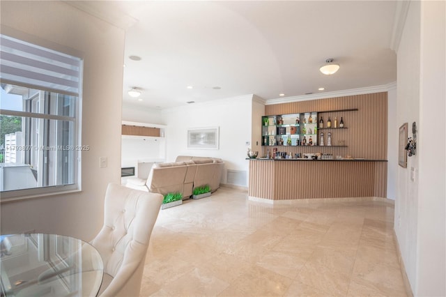 15852 SW 15th St, Davie, FL 33326 - hall with baseboards, ornamental molding, and recessed lighting