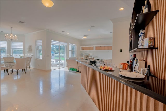 15852 SW 15th St, Davie, FL 33326 - hallway with crown molding, dark wood-style flooring, a sink, baseboards, and arched walkways