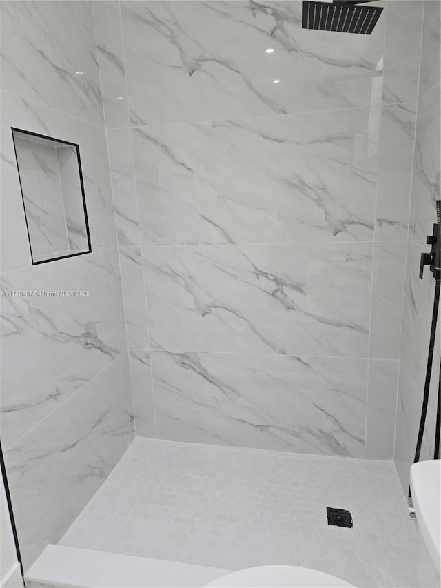 987 NE 145th St, North Miami, FL 33161 - bathroom with a marble finish shower and toilet