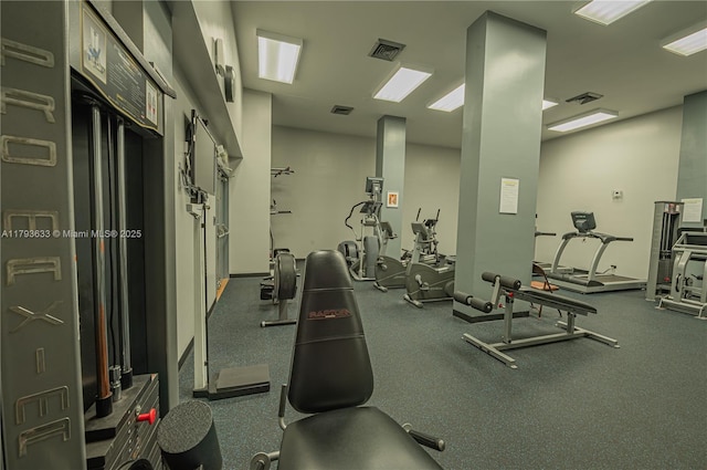 workout area with visible vents