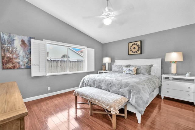 2724 Cayenne Ave, Cooper City, FL 33026 - bedroom with baseboards, ceiling fan, wood finished floors, and vaulted ceiling