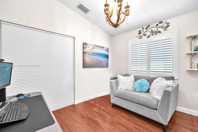 2724 Cayenne Ave, Cooper City, FL 33026 - living area featuring an inviting chandelier, baseboards, wood finished floors, and visible vents