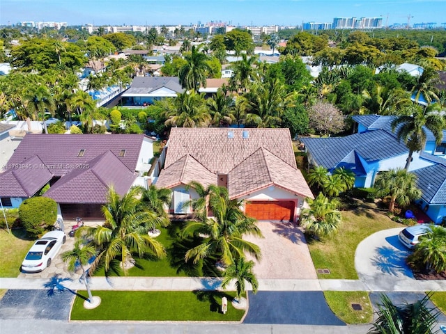 drone / aerial view with a residential view