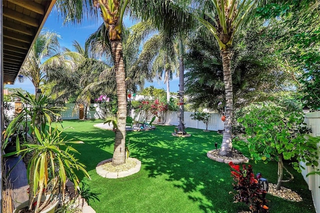 view of yard with a fenced backyard