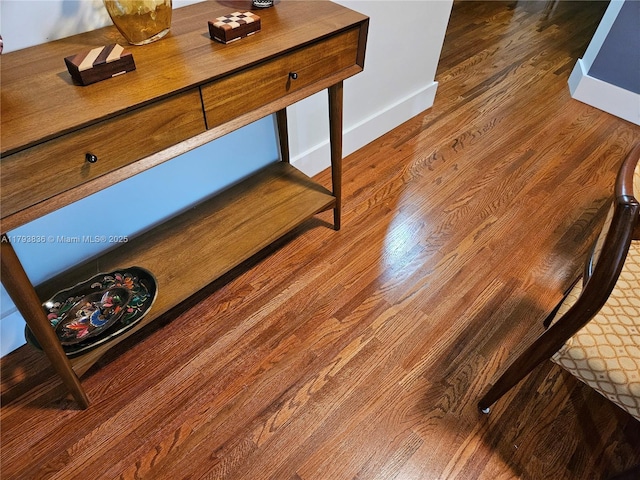 interior details with baseboards and wood finished floors