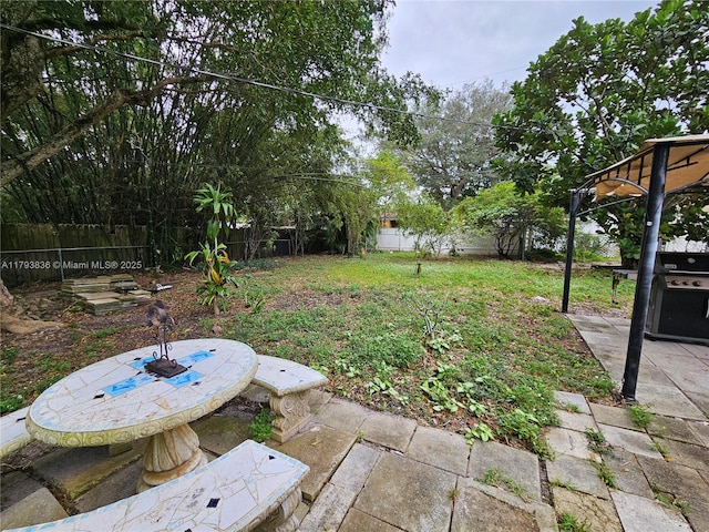 view of yard featuring a fenced backyard and a patio