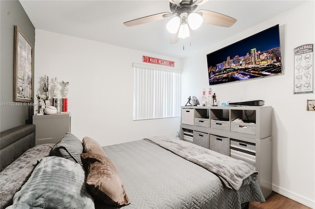 1100 N Hiatus Rd Unit 1100, Pembroke Pines, FL 33026 - bedroom featuring a ceiling fan and wood finished floors