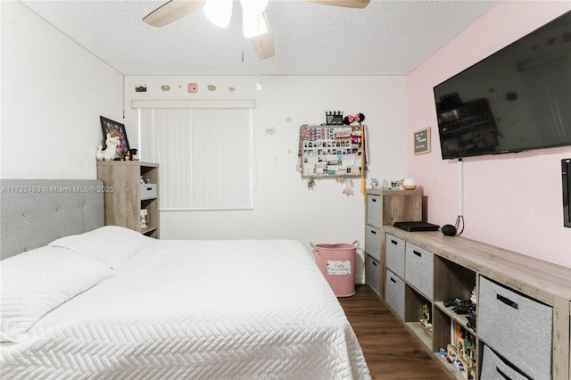 1100 N Hiatus Rd Unit 1100, Pembroke Pines, FL 33026 - bedroom with a ceiling fan, a textured ceiling, and wood finished floors