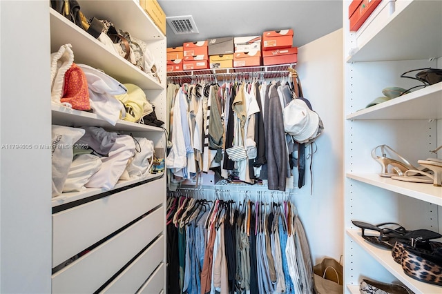 spacious closet with visible vents