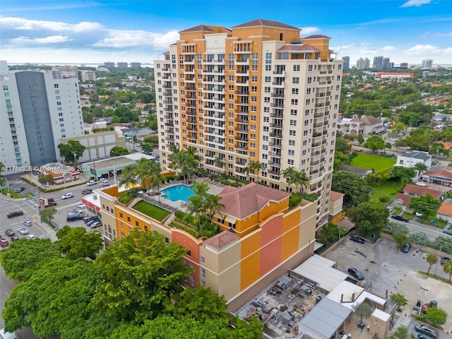 drone / aerial view featuring a city view