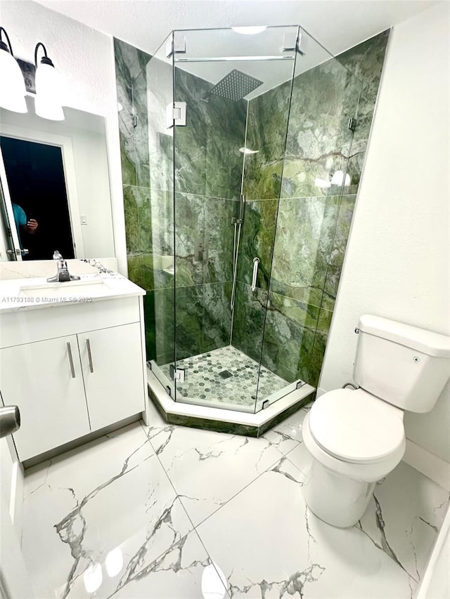 145 NW 2nd St, Dania Beach, FL 33004 - full bath featuring marble finish floors, toilet, vanity, and a shower stall