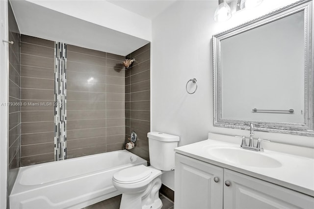 full bath featuring toilet, shower / washtub combination, and vanity