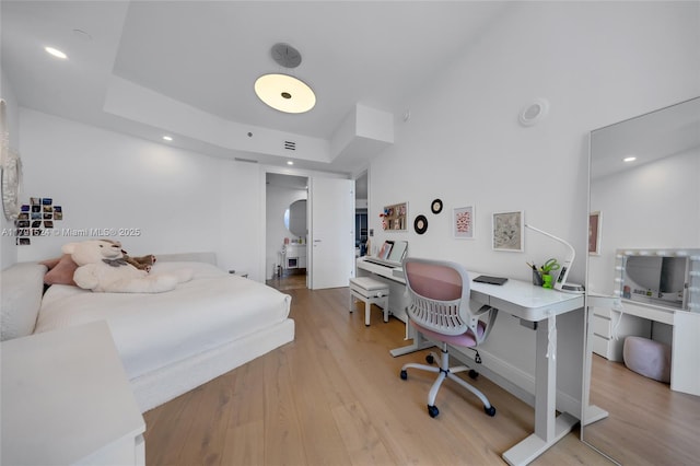 16001 Collins Ave Unit 707, Sunny Isles Beach, FL 33160 - bedroom featuring light wood finished floors, a desk, and recessed lighting