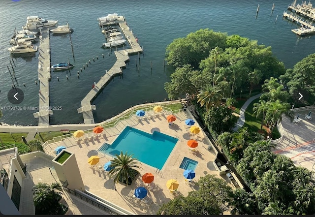 1581 Brickell Ave Unit 1807, Miami, FL 33129 - drone / aerial view featuring a water view