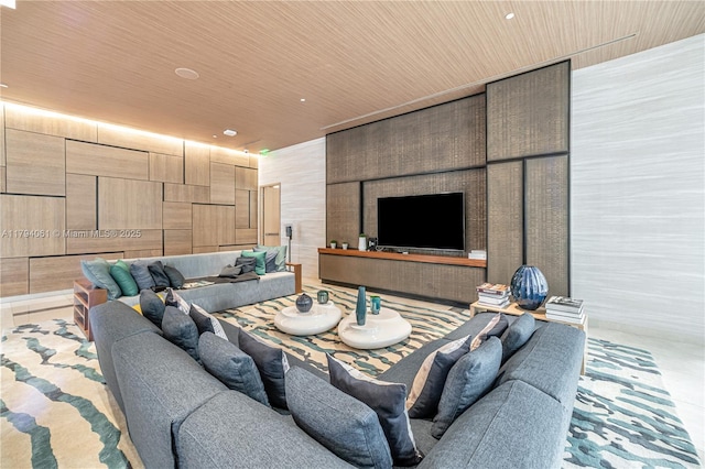 45 SW 9th St Unit 1204, Miami, FL 33130 - living room featuring wood ceiling and recessed lighting
