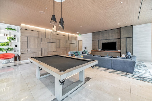 45 SW 9th St Unit 1204, Miami, FL 33130 - playroom featuring billiards and wood ceiling