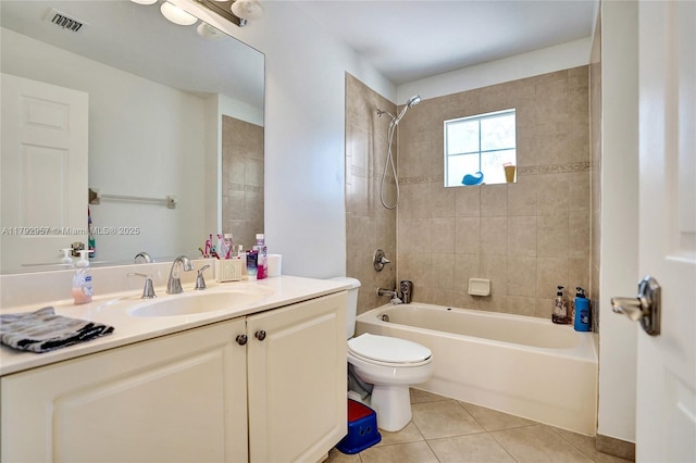 7643 Corkwood Ave, Boynton Beach, FL 33437 - full bath featuring tile patterned flooring, toilet,  shower combination, and vanity