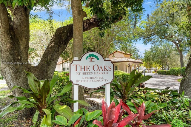 view of community sign
