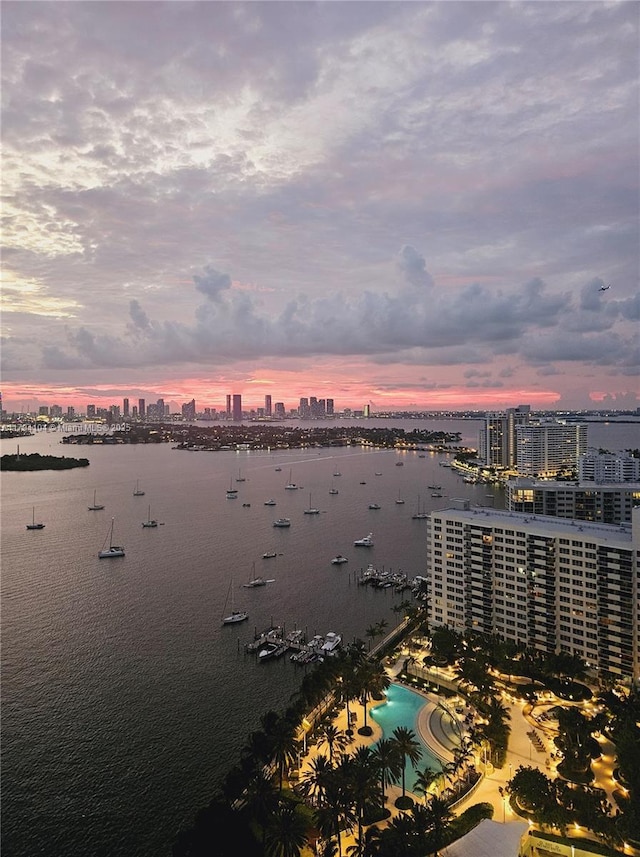 property view of water with a city view