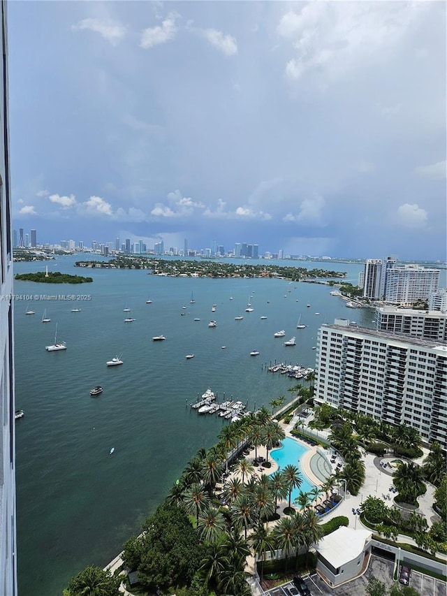 property view of water featuring a view of city