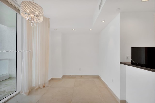 17875 Collins Ave Unit 905, Sunny Isles Beach, FL 33160 - corridor with visible vents, recessed lighting, light tile patterned flooring, and a chandelier