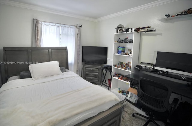 bedroom with ornamental molding