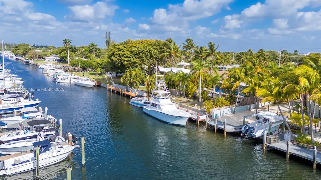 view of dock featuring a water view