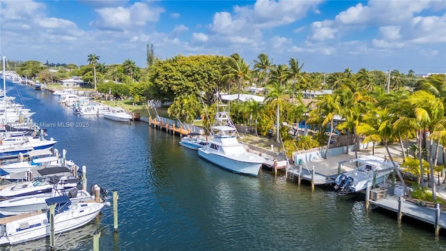 view of dock featuring a water view