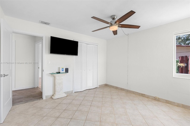 1531 NE 32nd St, Pompano Beach, FL 33064 - interior space with light tile patterned floors, baseboards, ceiling fan, and visible vents