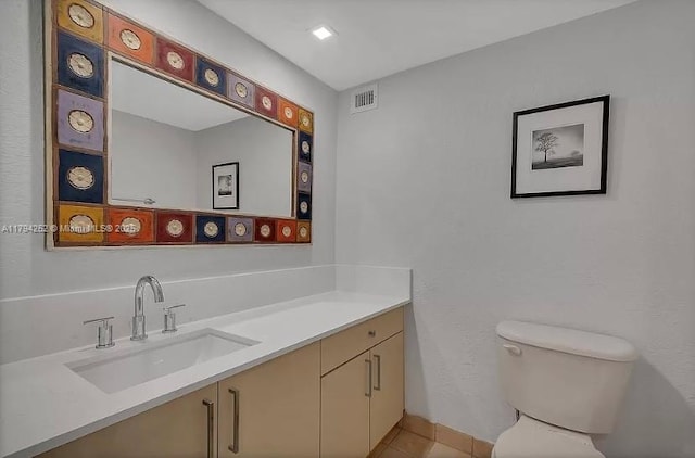 5401 Collins Ave Unit 411, Miami Beach, FL 33140 - bathroom with toilet, tile patterned floors, visible vents, and vanity
