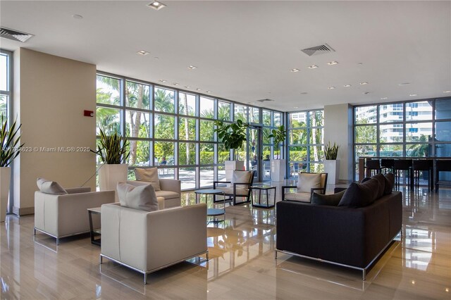 community lobby with visible vents