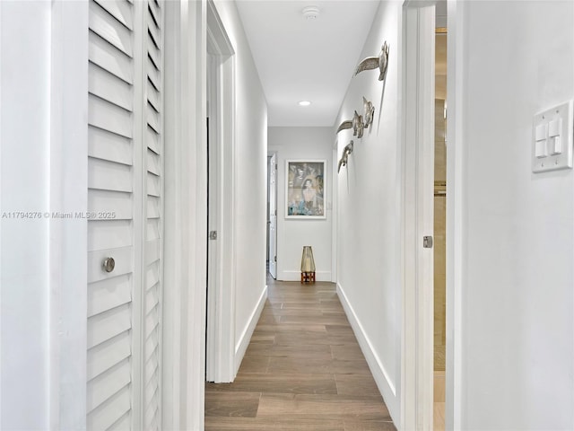 8195 SW 151st St, Palmetto Bay, FL 33158 - hall with baseboards, recessed lighting, and dark wood finished floors
