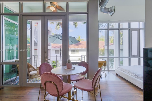 sunroom featuring french doors