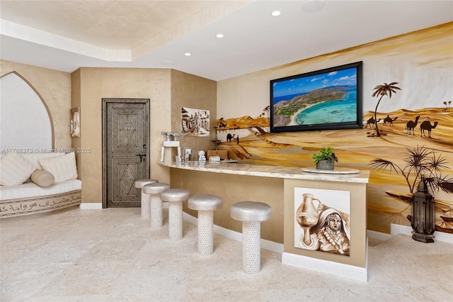 600 Isle Of Palms Dr, Fort Lauderdale, FL 33301 - bar with recessed lighting and baseboards