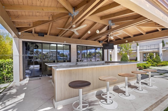 600 Isle Of Palms Dr, Fort Lauderdale, FL 33301 - view of patio / terrace with a ceiling fan and outdoor dry bar