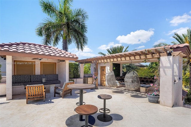 600 Isle Of Palms Dr, Fort Lauderdale, FL 33301 - view of patio with a pergola and an outdoor living space