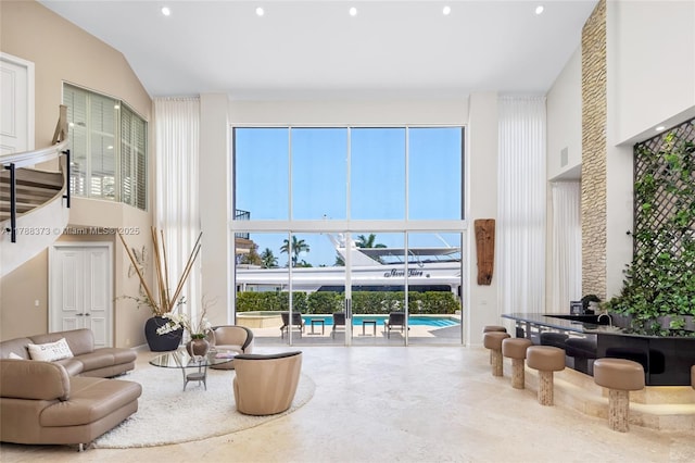 600 Isle Of Palms Dr, Fort Lauderdale, FL 33301 - interior space featuring recessed lighting and high vaulted ceiling