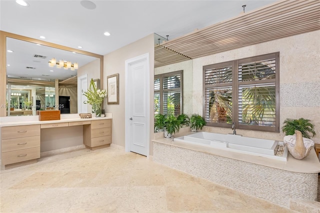 600 Isle Of Palms Dr, Fort Lauderdale, FL 33301 - full bath with vanity, recessed lighting, a bath, and visible vents