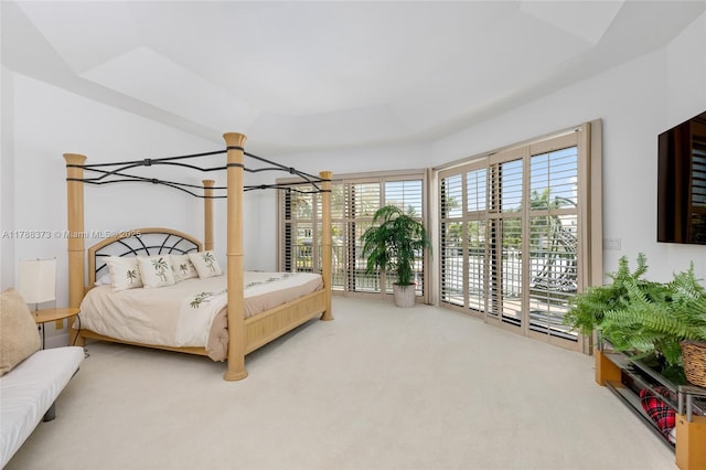 600 Isle Of Palms Dr, Fort Lauderdale, FL 33301 - bedroom with carpet floors, multiple windows, a tray ceiling, and access to outside