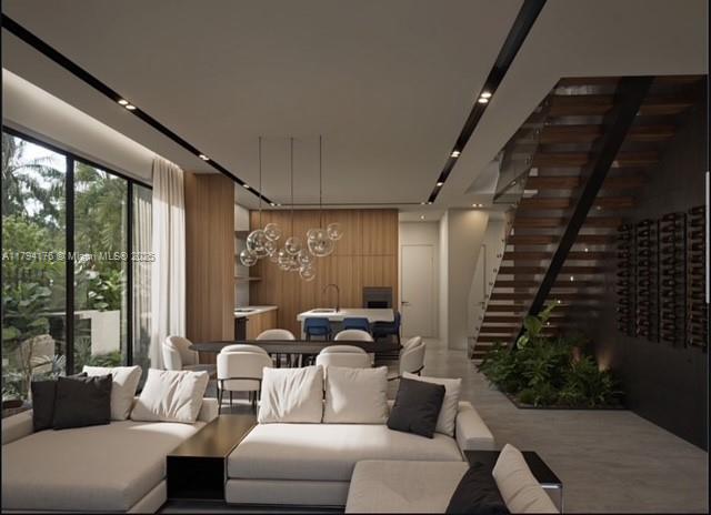 common area with stairs