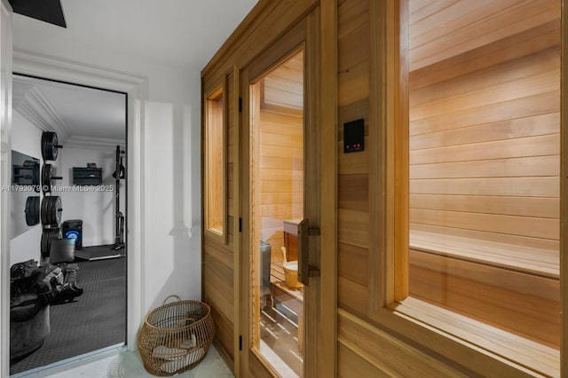 view of sauna