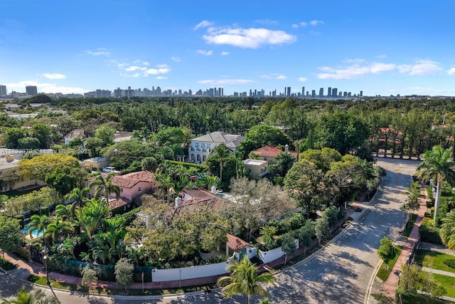 aerial view with a city view