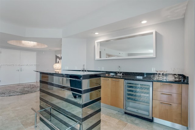 101 S Fort Lauderdale Beach Blvd Unit 308, Fort Lauderdale, FL 33316 - indoor wet bar featuring wine cooler and recessed lighting