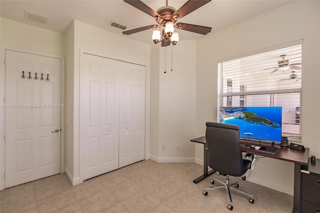 2041 SW Imperial St, Port St Lucie, FL 34987 - office space with ceiling fan, baseboards, and light flooring
