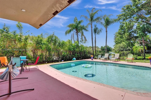 view of pool with fence, a patio area, and a fenced in pool
